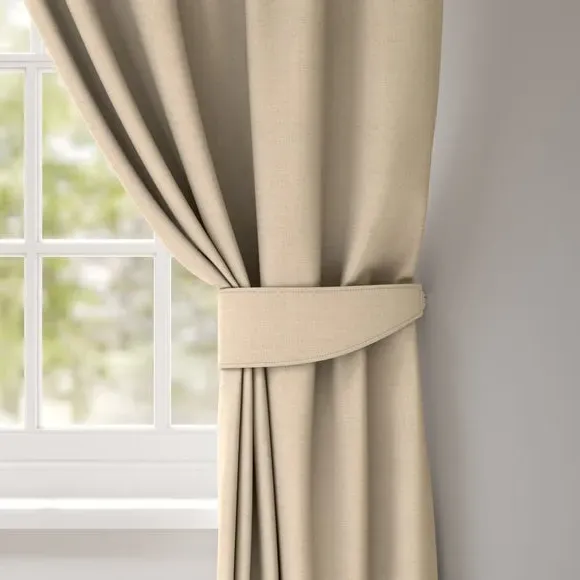 Curtain Tieback with Chrome Rings - Natural, Polyester