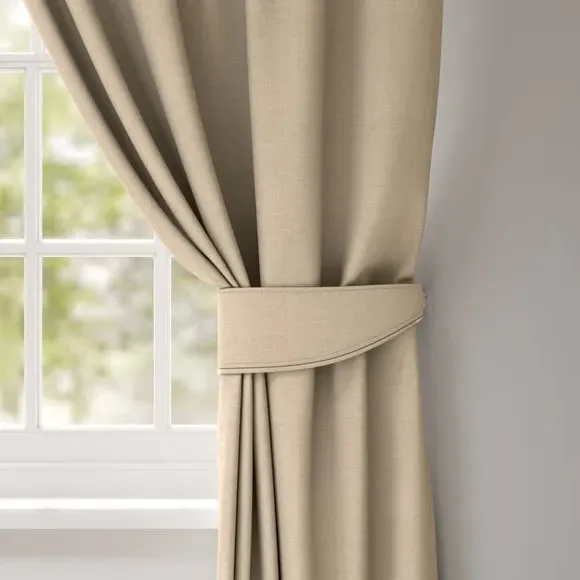 Curtain Tieback with Chrome Rings - Natural, Polyester
