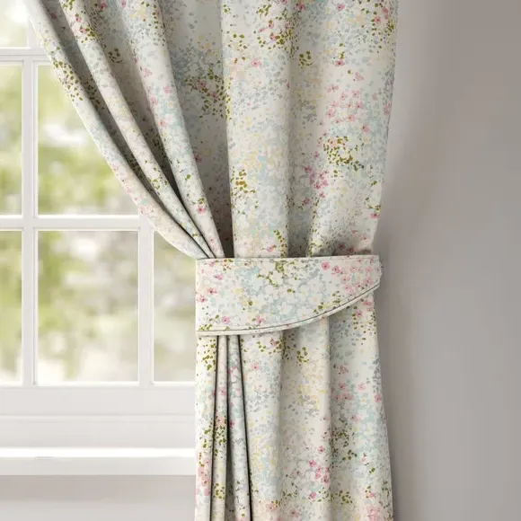 Curtain Tieback with Chrome Rings - Pink, Cotton