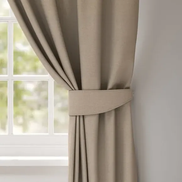 Curtain Tieback with Chrome Rings - Taupe, Polyester