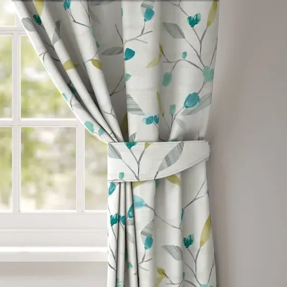 Curtain Tieback with Chrome Rings - Teal