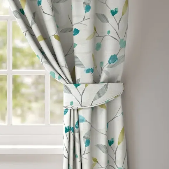 Curtain Tieback with Chrome Rings - Teal