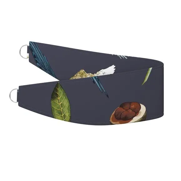 Curtain Tieback with Cockatoo Design - Ink, Velvet