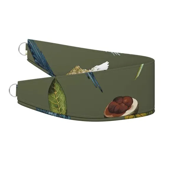 Curtain Tieback with Cockatoo Design - Olive, Velvet
