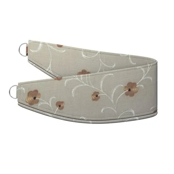 Curtain Tieback with Daisy Embroidery - Linen