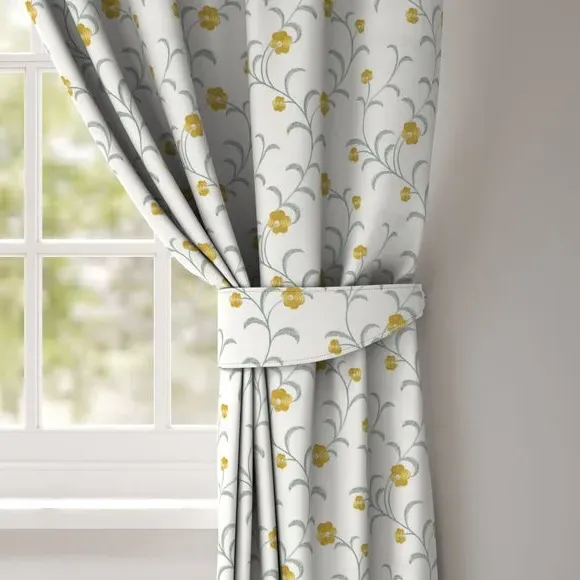 Curtain Tieback with Daisy Embroidery - Ochre