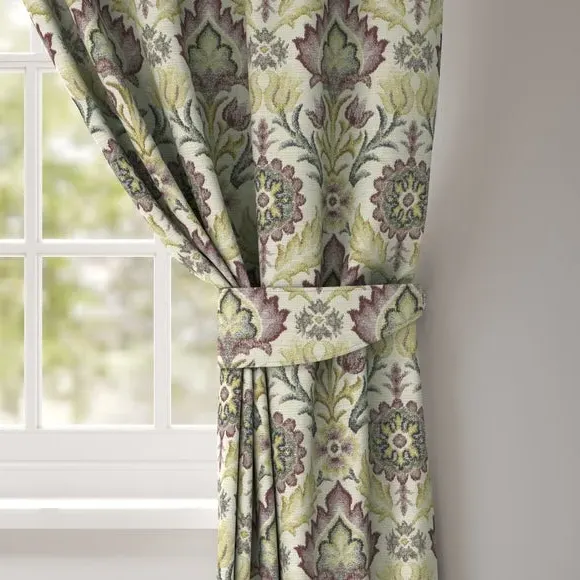 Curtain Tieback with Damask Design - Grape, Linen image