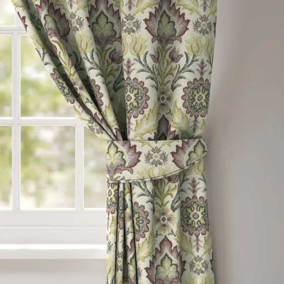Curtain Tieback with Damask Design - Grape, Linen