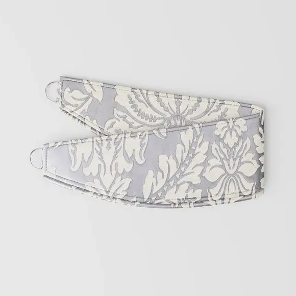 Curtain Tieback with Damask Pattern - Graphite