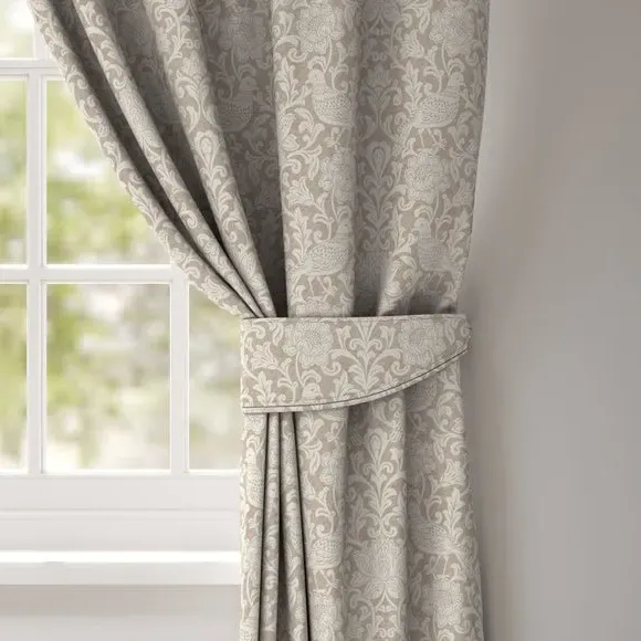 Curtain Tieback with Damask Pattern - Grey, Polyester