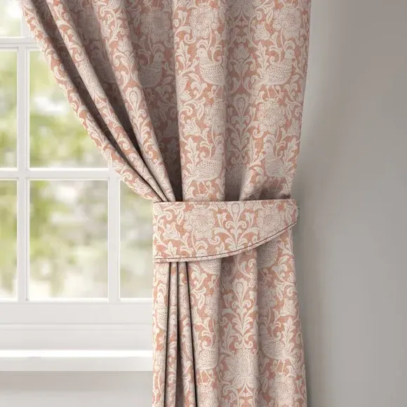 Curtain Tieback with Damask Pattern - Orange, Polyester