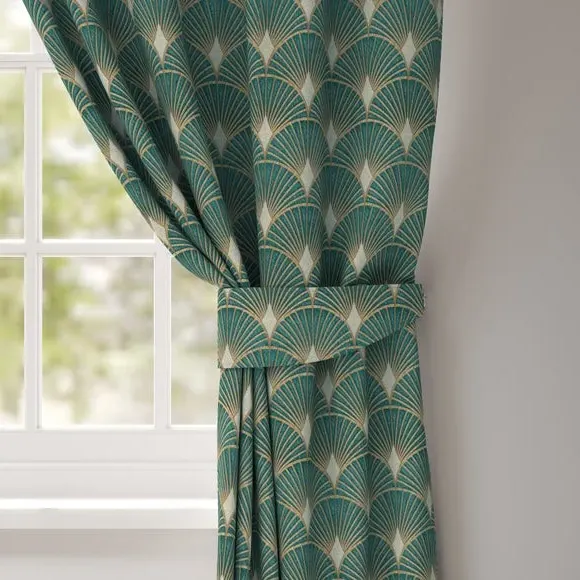 Curtain Tieback with Embossed Design - Emerald image
