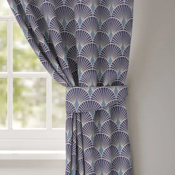 Curtain Tieback with Embossed Design - Sapphire