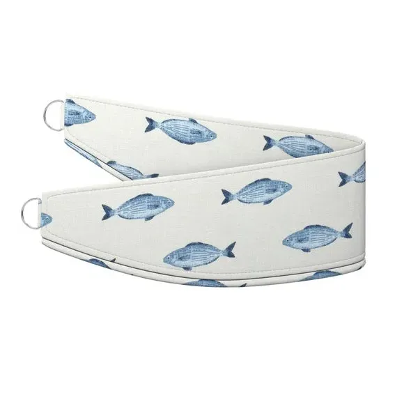 Curtain Tieback with Fish Print - Blue, Cotton