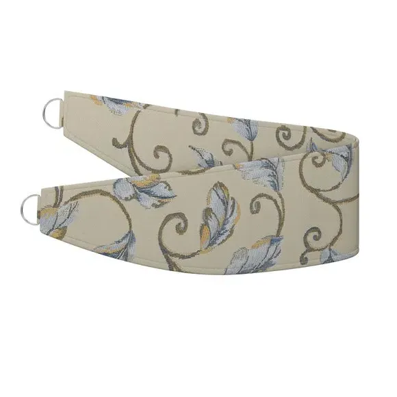 Curtain Tieback with Floral Design - Blue