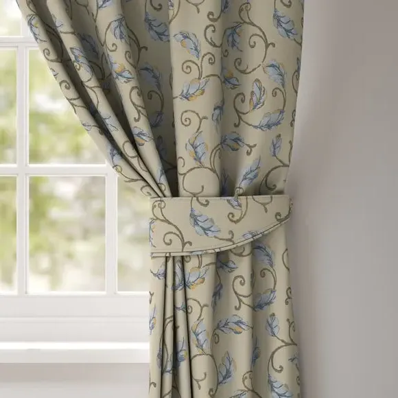 Curtain Tieback with Floral Design - Blue