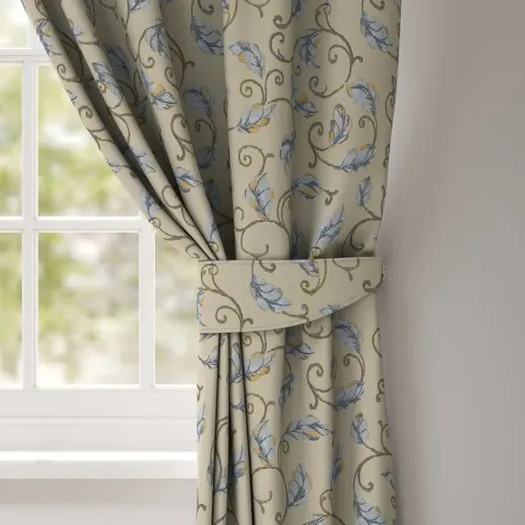 Curtain Tieback with Floral Design - Blue image