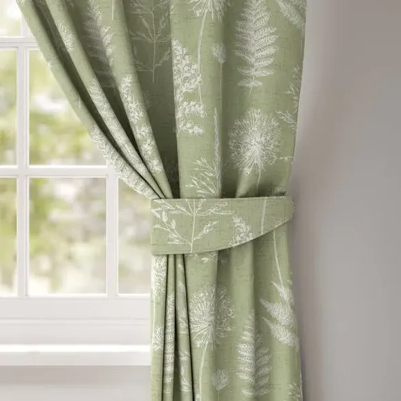 Curtain Tieback with Floral Design - Green