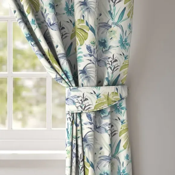 Curtain Tieback with Floral Design - Green