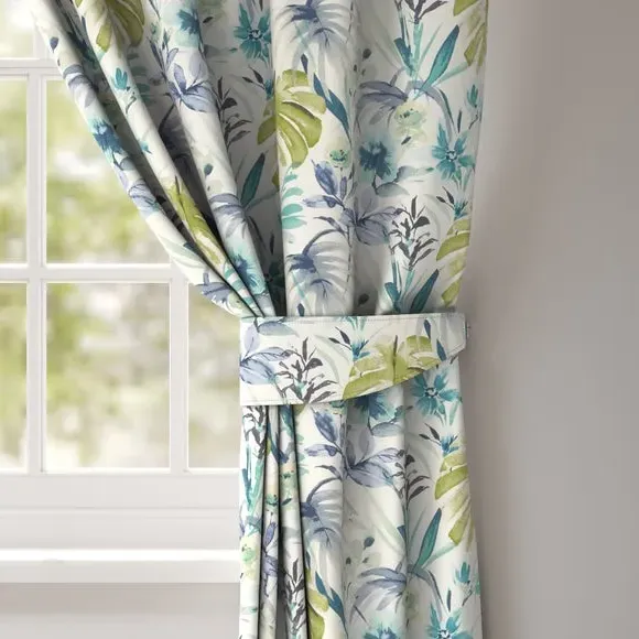 Curtain Tieback with Floral Design - Green image