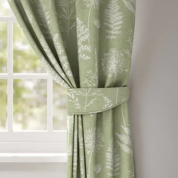 Curtain Tieback with Floral Design - Green
