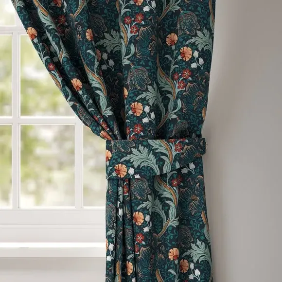 Curtain Tieback with Floral Design - Jade image