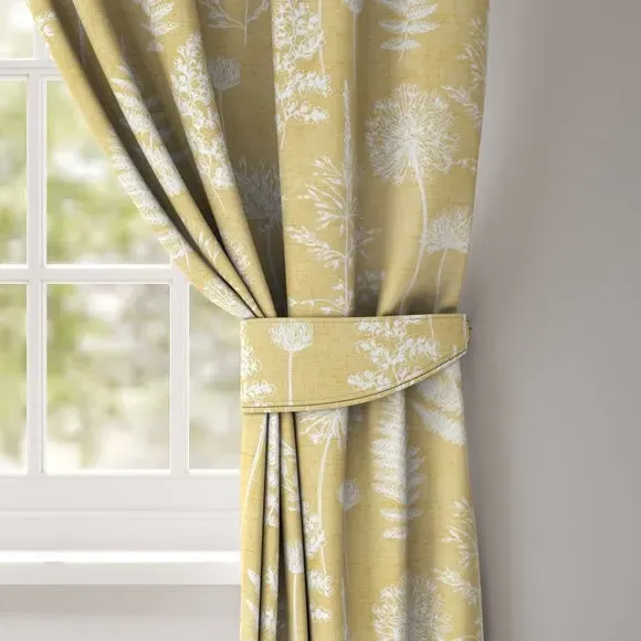 Curtain Tieback with Floral Design - Mustard