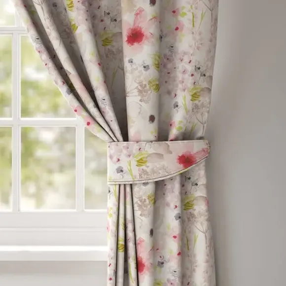 Curtain Tieback with Floral Design - Pink