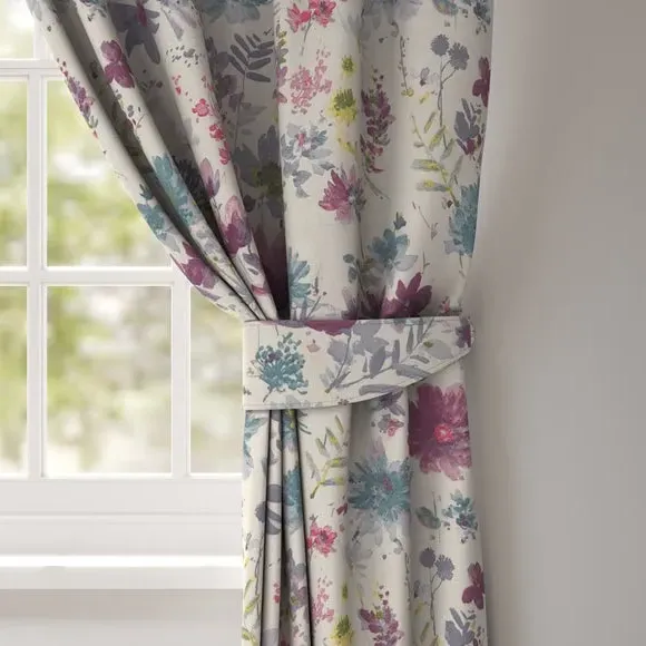 Curtain Tieback with Floral Design - Pink image