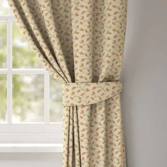 Curtain Tieback with Floral Design - Terracotta image