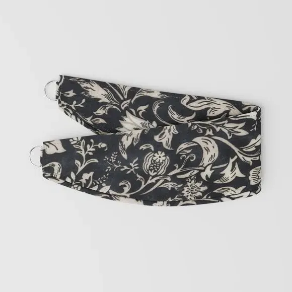 Curtain Tieback with Floral Pattern - Ebony, Cotton