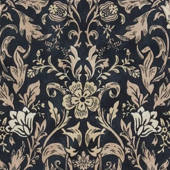 Curtain Tieback with Floral Pattern - Ebony, Cotton