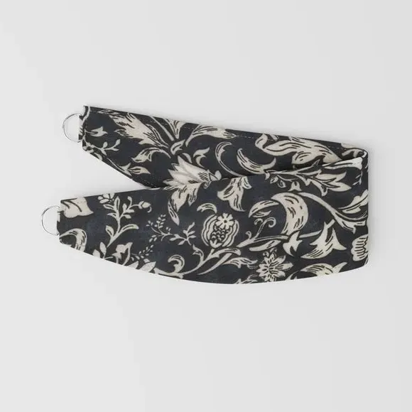 Curtain Tieback with Floral Pattern - Ebony, Cotton