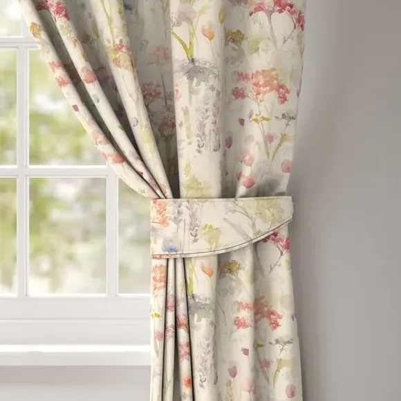 Curtain Tieback with Floral Print - Pink, Cotton