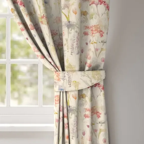 Curtain Tieback with Floral Print - Pink, Cotton image