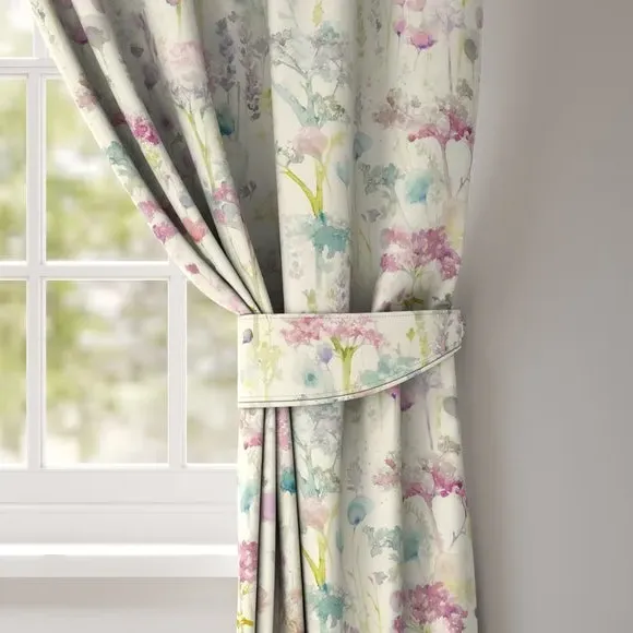 Curtain Tieback with Floral Print - Purple, Cotton