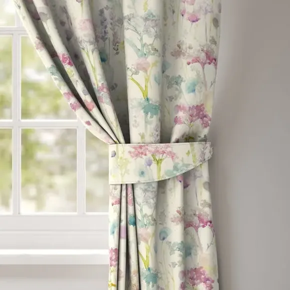 Curtain Tieback with Floral Print - Purple, Cotton