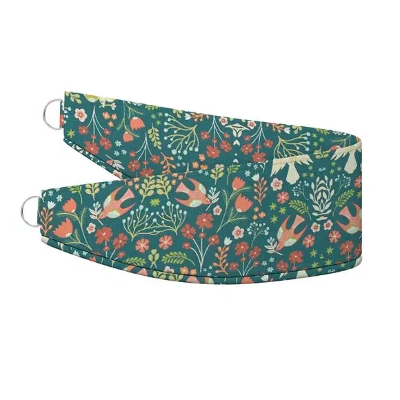 Curtain Tieback with Folk Art Design - Jade