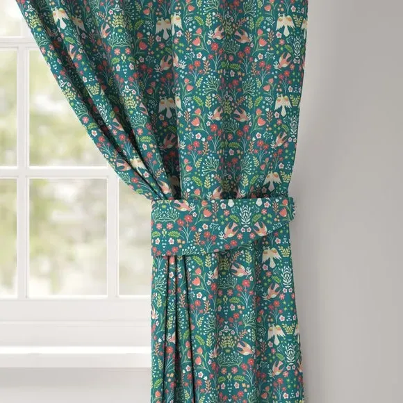 Curtain Tieback with Folk Art Design - Jade image