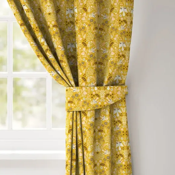 Curtain Tieback with Folk Art Design - Ochre
