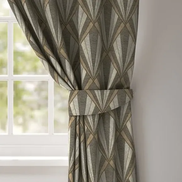 Curtain Tieback with Geometric Design - Black image