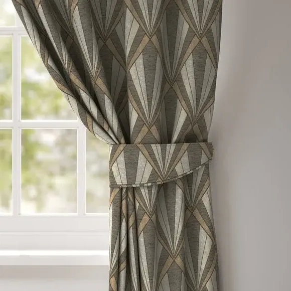 Curtain Tieback with Geometric Design - Black