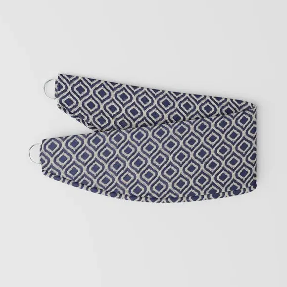 Curtain Tieback with Geometric Design - Ink
