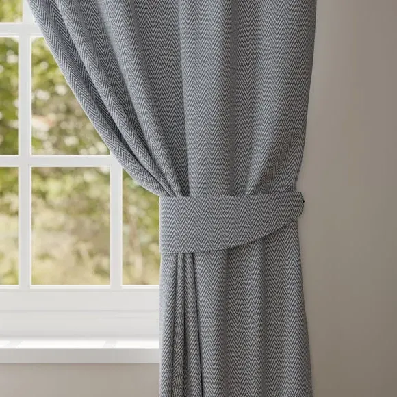Curtain Tieback with Geometric Design - Navy