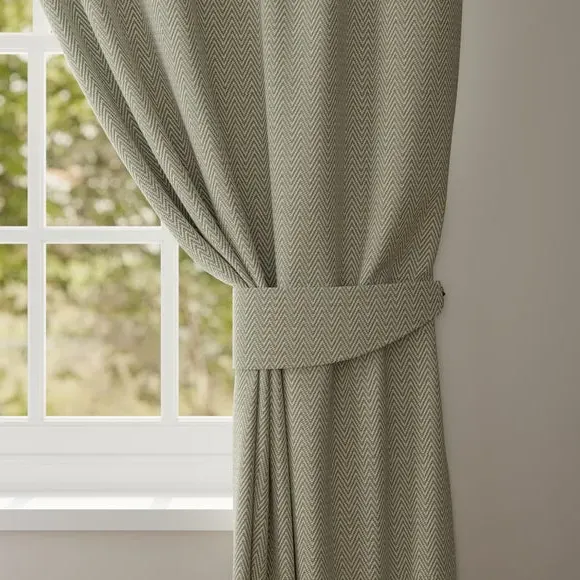 Curtain Tieback with Geometric Design - Sage