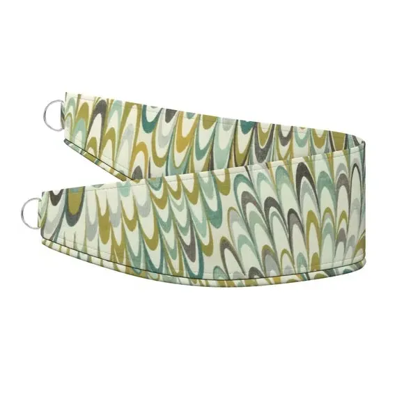 Curtain Tieback with Geometric Pattern - Moss, Cotton