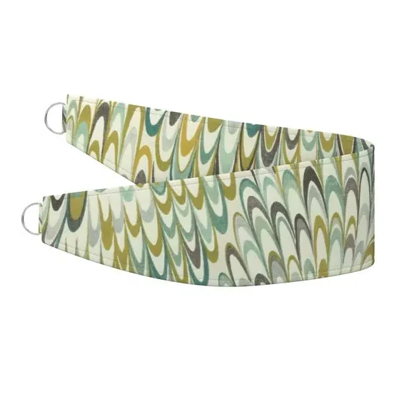Curtain Tieback with Geometric Pattern - Moss, Cotton