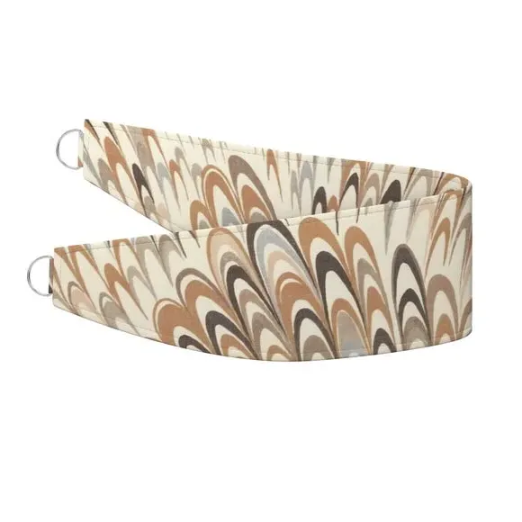 Curtain Tieback with Geometric Pattern - Opal, Cotton