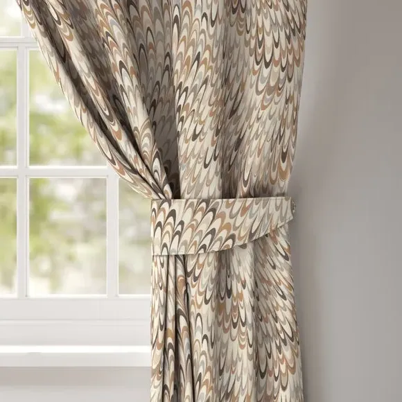 Curtain Tieback with Geometric Pattern - Opal, Cotton