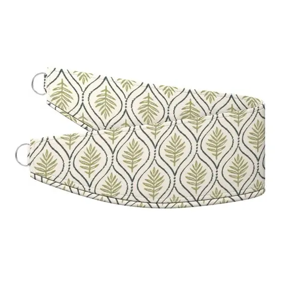 Curtain Tieback with Geometric Print - Olive